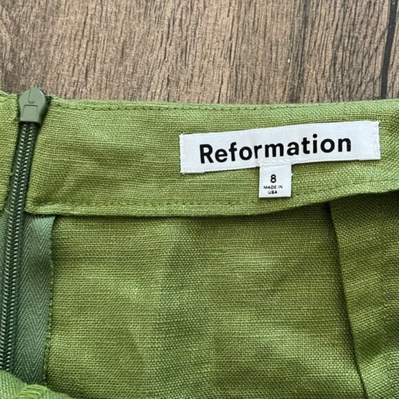 NEW Reformation Avocado Eva Linen Skort Size 8 - Picture 4 of 4